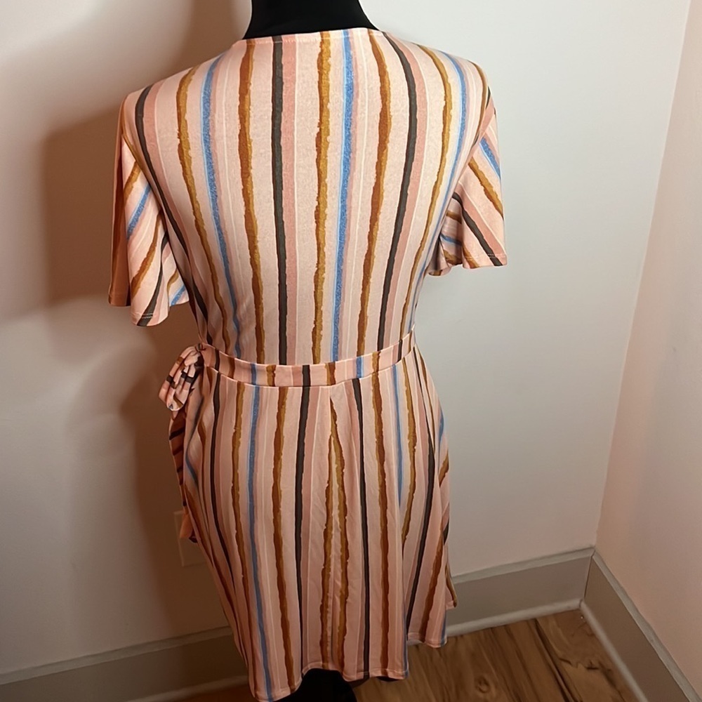 BCBGENERATION multi color stripes‎ wrap mini dres… - image 7